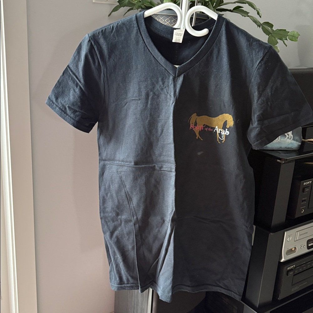 Black V-Neck T-Shirt with Graphic